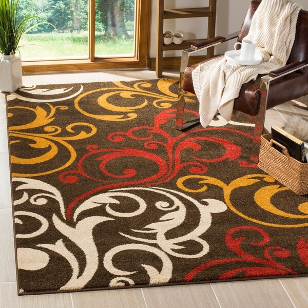 Safavieh Newbury Scrolls Brown/ Gold Rug - 8' x 10'