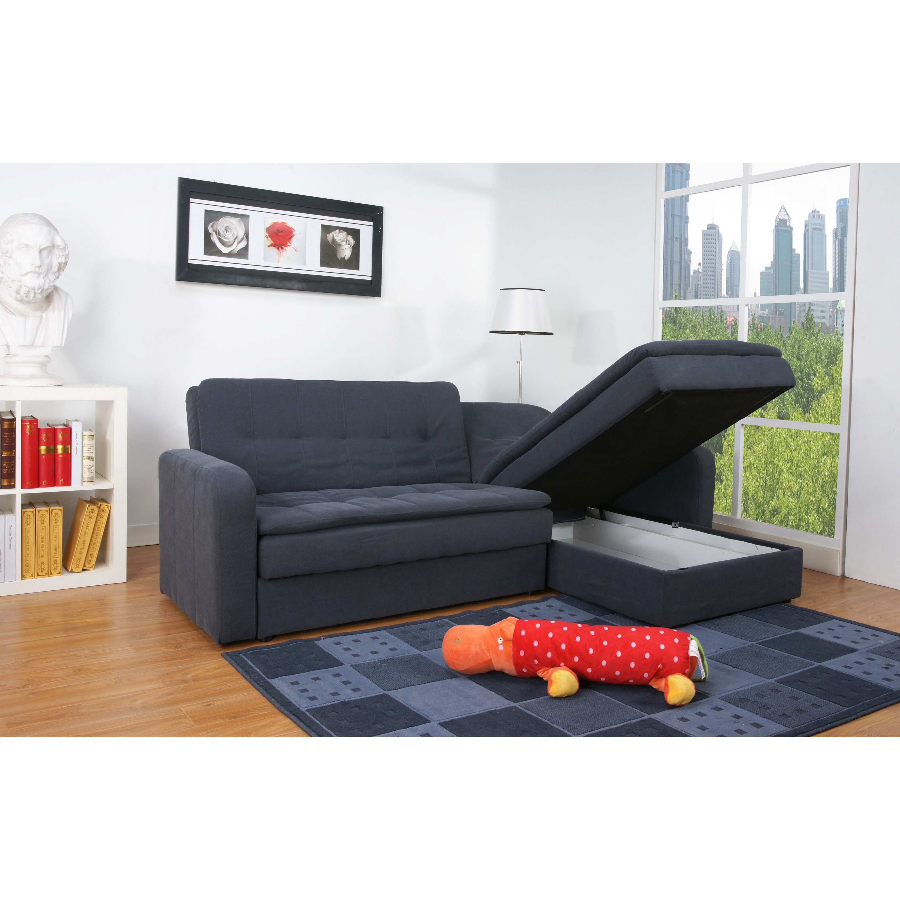 Shop Denver Steel Finish Double Ottoman Sectional Sofa Bed Free