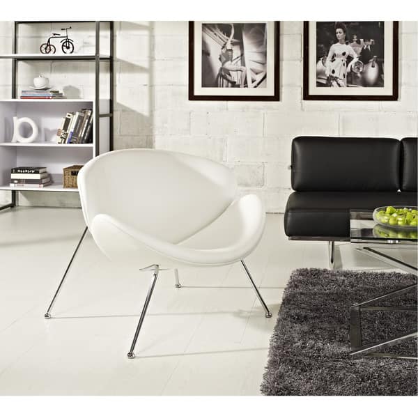 Nutshell White Vinyl Lounge Chair Overstock 7154453