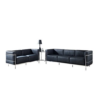 Shop Le Corbusier Style Lc3 Black Leather Loveseat And Sofa With