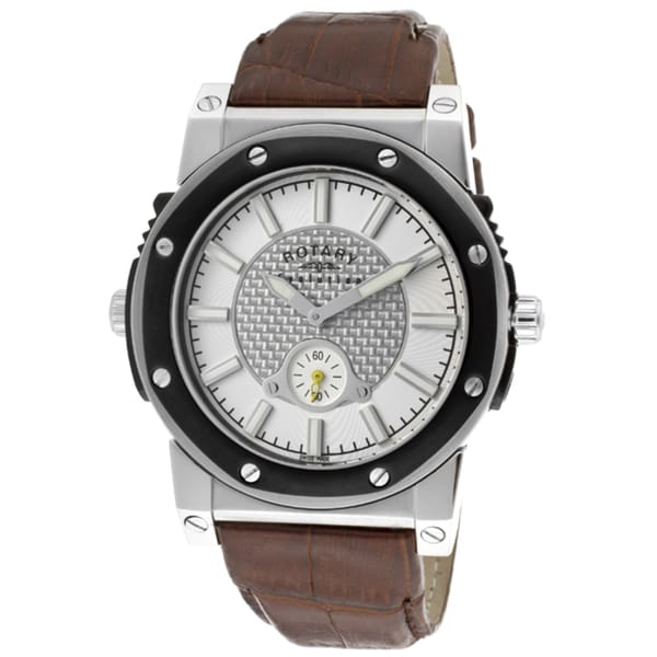 Rotary Men's 'Evolution TZ2' Brown Genuine Leather Watch Rotary Men's Rotary Watches