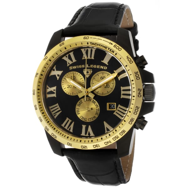 Swiss Legend Men's 'Defender' Black Genuine Leather Watch Swiss Legend Men's Swiss Legend Watches