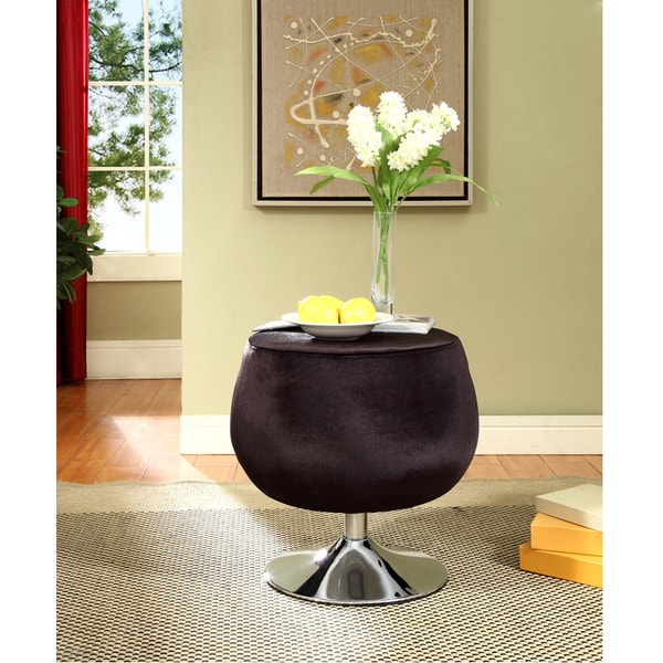 Occasional Chocolate Microfiber Swivel Stool Ottomans