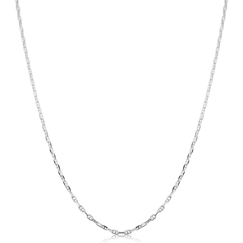 Fremada Sterling Silver 1.9mm Flat Mariner Link Chain (16-36 inch) - White