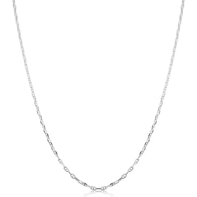 Fremada Sterling Silver 1.9mm Flat Mariner Link Chain (16-36 inch) - White