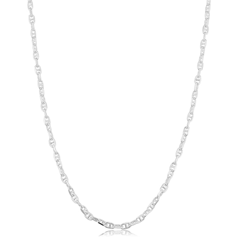 Fremada Sterling Silver 1.9mm Flat Mariner Link Chain (16-36 inch) - White - 16 Inch