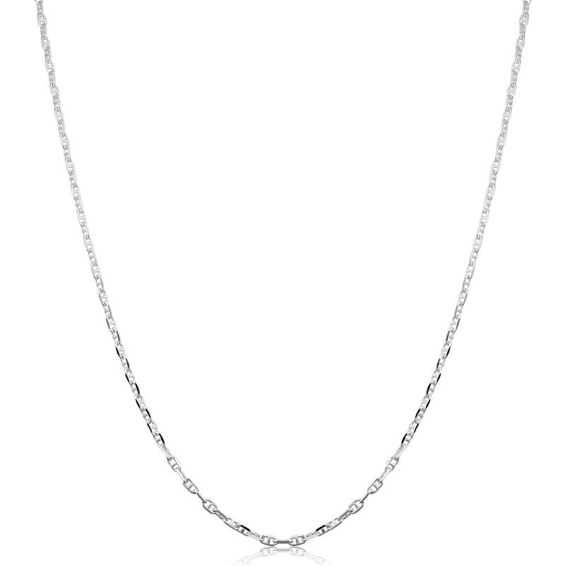 Fremada Sterling Silver 1.9mm Flat Mariner Link Chain (16-36 inch) - White