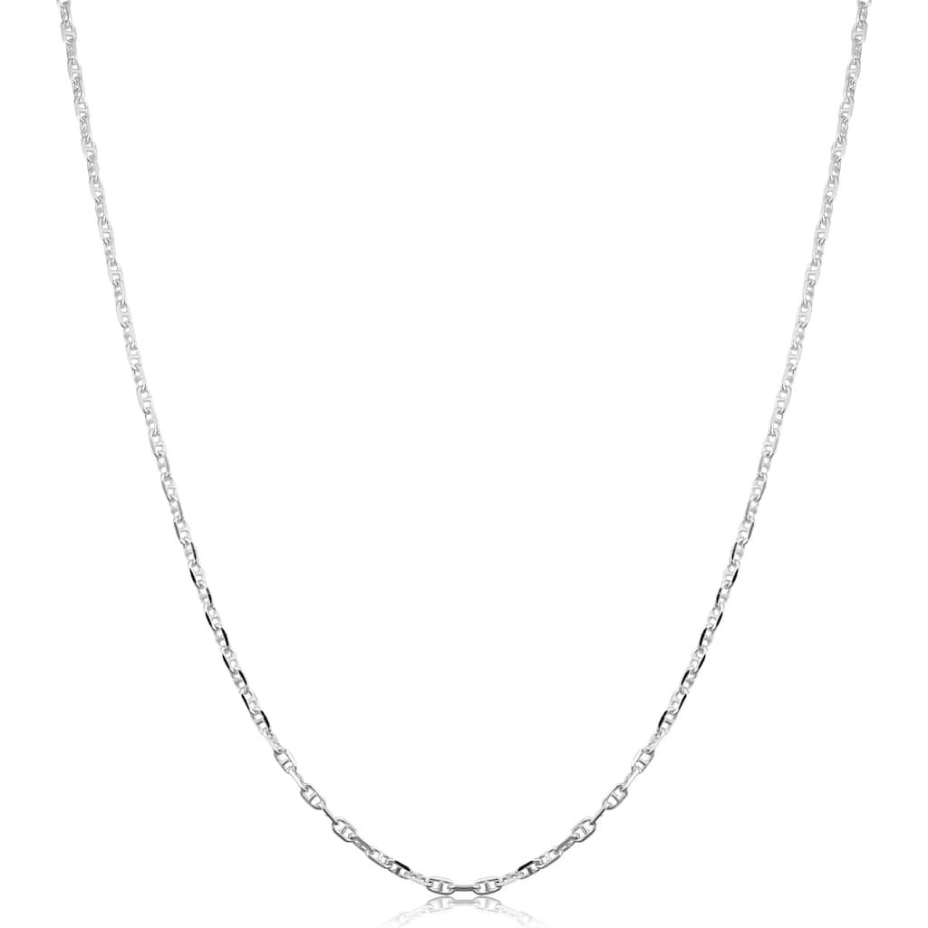 Fremada Sterling Silver 1.9mm Flat Mariner Link Chain (16-36 inch) - White