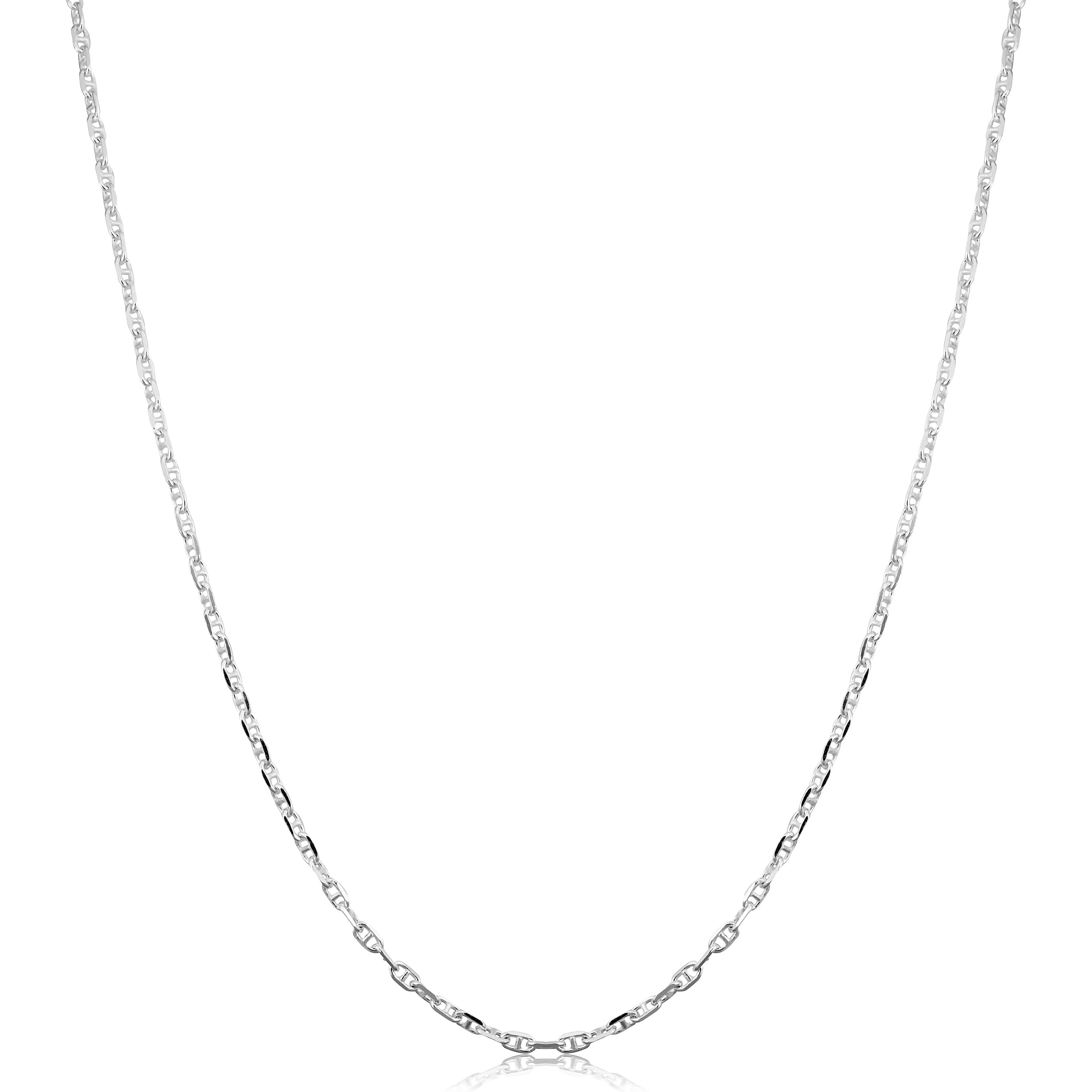 Au Naturale Sterling Silver 1.9mm Flat Mariner Link Chain (16-36 inch) - White