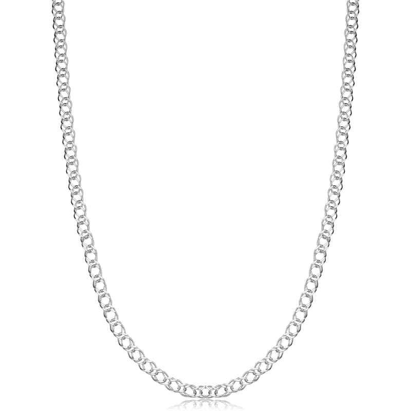 Fremada Sterling Silver 2.8mm Fancy Double Curb Link Chain Necklace