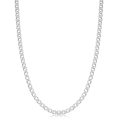 Fremada Sterling Silver 2.8mm Fancy Double Curb Link Chain Necklace