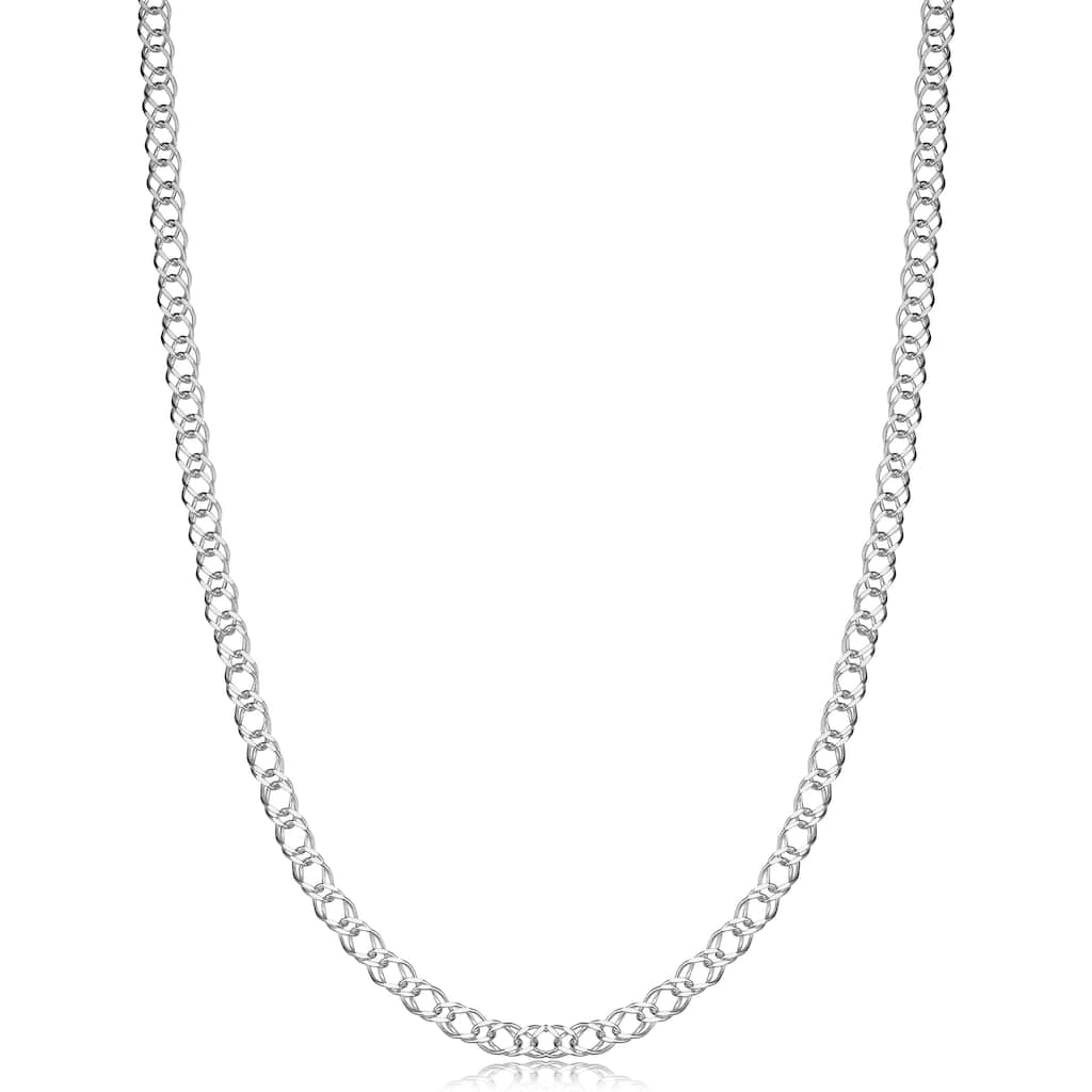 Fremada Sterling Silver 2.8mm Fancy Double Curb Link Chain Necklace
