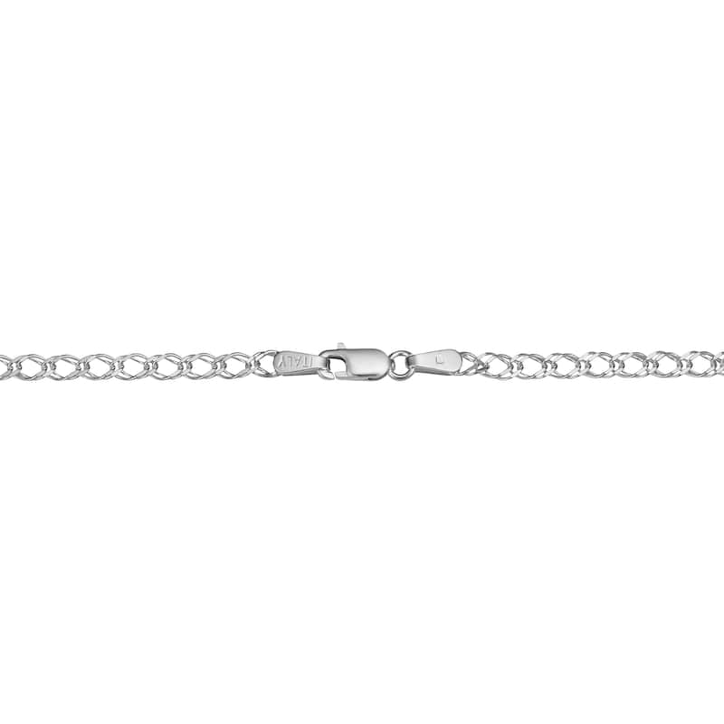 Fremada Sterling Silver 2.8mm Fancy Double Curb Link Chain Necklace