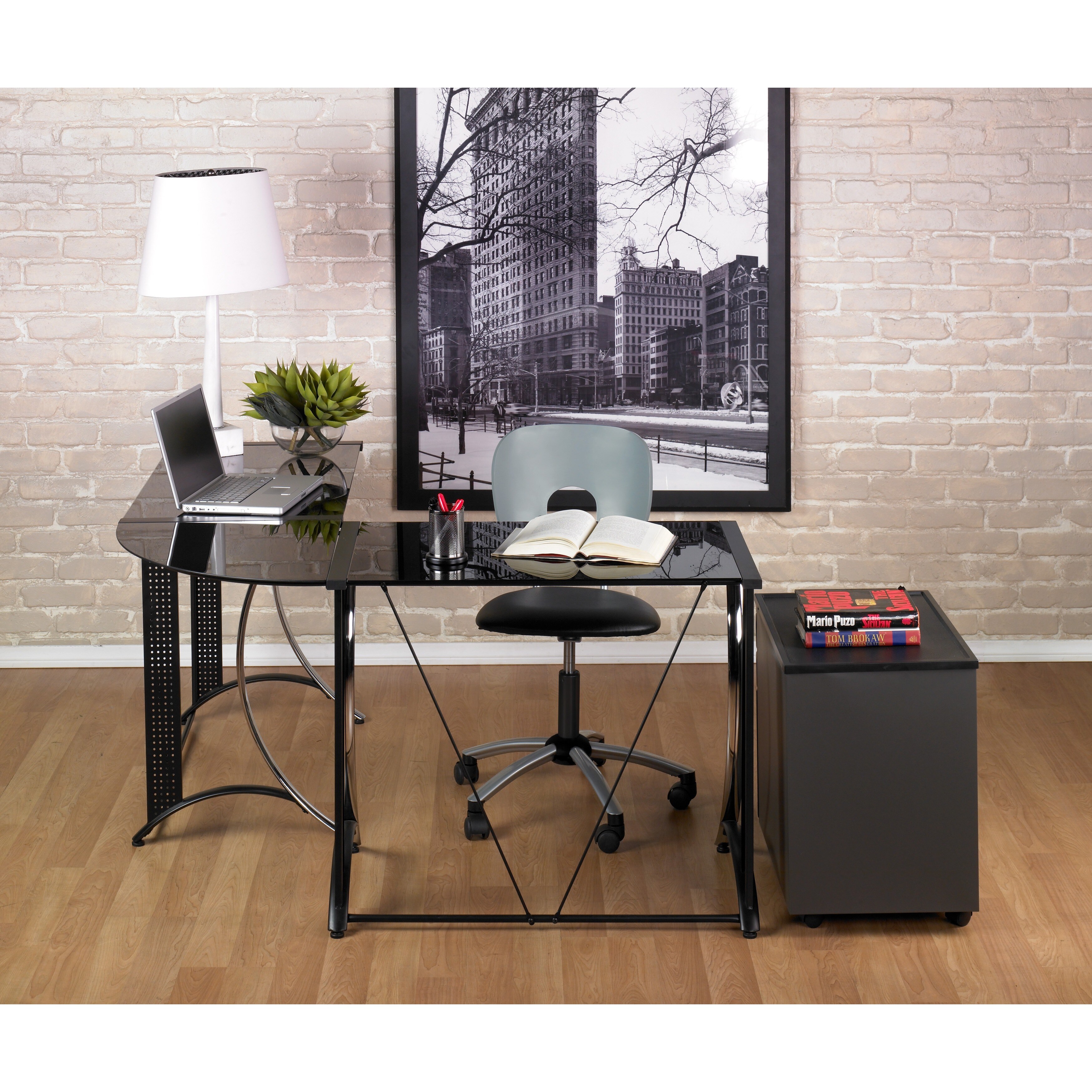 Calico Designs Monterey Black Left Side Powder coated Steel Corner Desk Bed Bath Beyond 7156884
