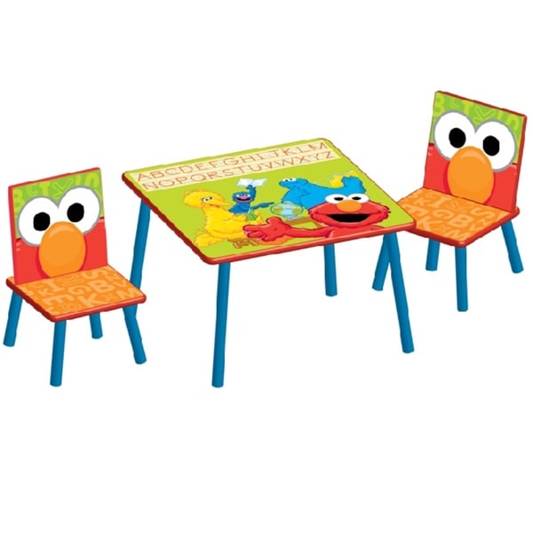 sesame street wood kids storage table and chairs set by delta children