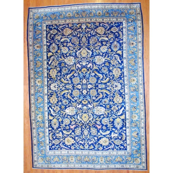 Shop Persian Handknotted Isfahan Navy/ Light Blue Wool Rug (10'1 x 14