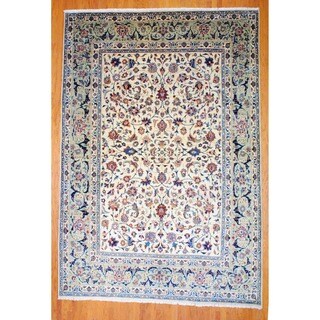 Persian Hand knotted Isfahan Ivory/ Light Green Wool Rug (9'6 x 14') 7x9   10x14 Rugs