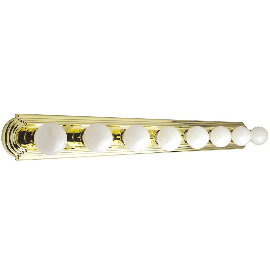 Eight Light Polished Brass Raceway Bathbar