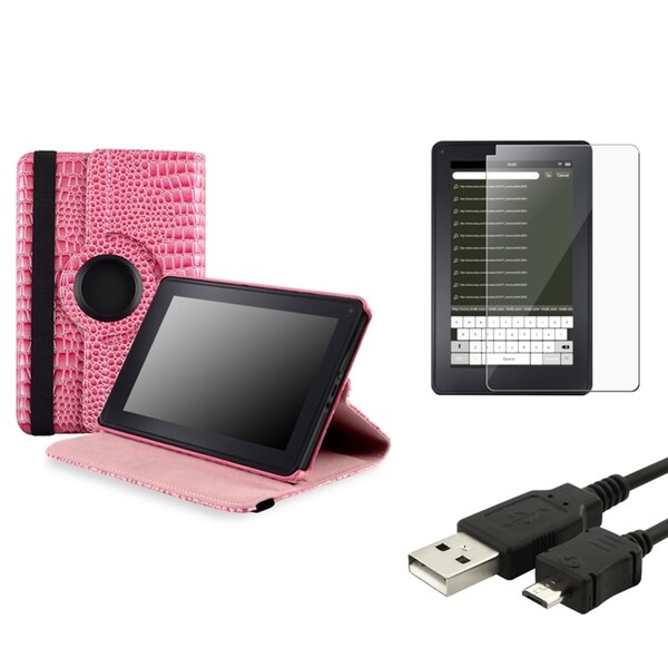 BasAcc Pink Case/ Screen Protector/ Cable for  Kindle Fire