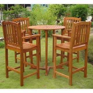 Royal Tahiti 5-Piece Balau Hardwood Patio Bar-Height Dining Set