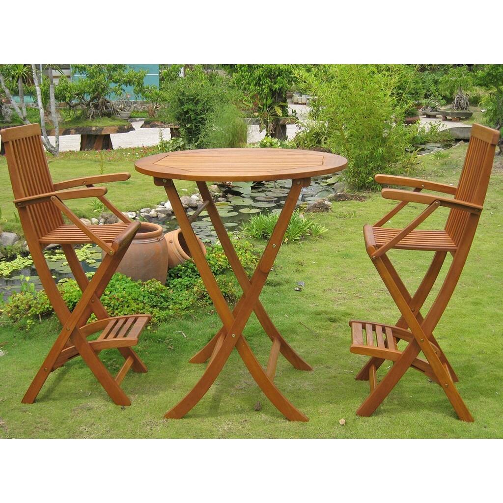 Royal Tahiti Carmona 3-Piece Patio Bar-Height Bistro Set