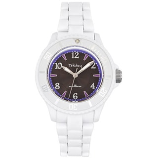 Tekday Children's Grey Dial White Plastic Strap Sport Watch Girls' Watches