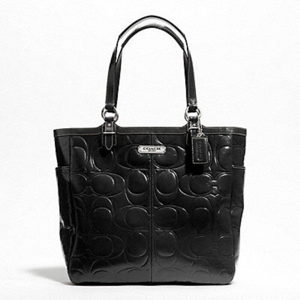 coach black patent leather tote