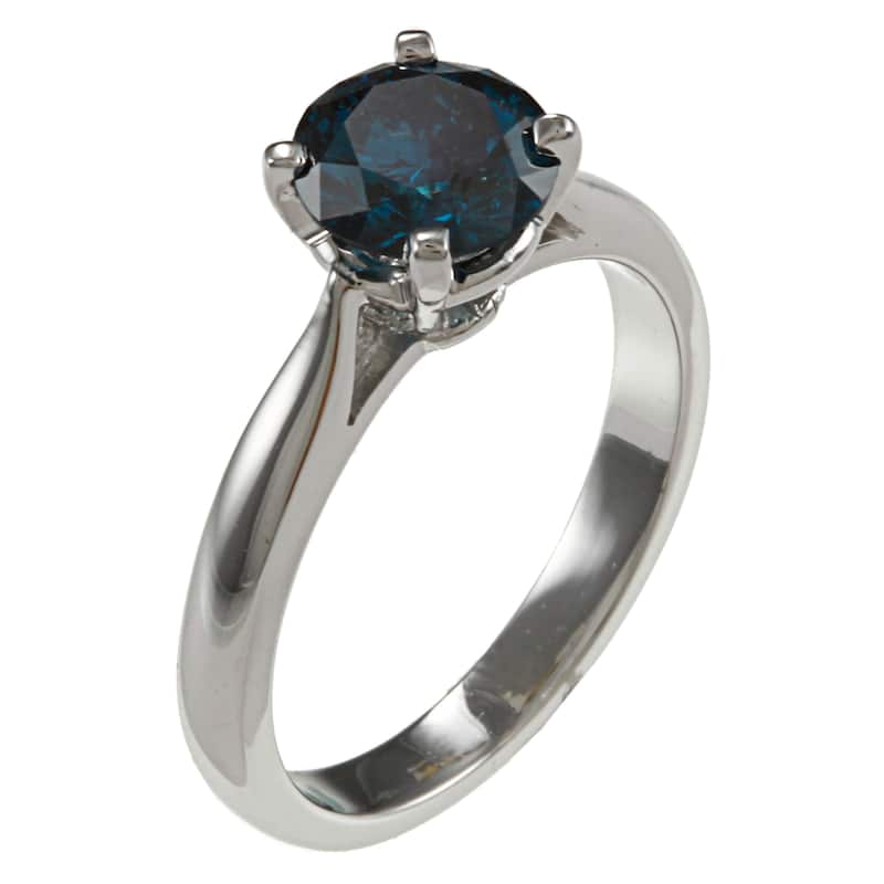 Auriya 14k Gold 1ctw Solitaire Blue Diamond Engagement Ring (I1-I2)