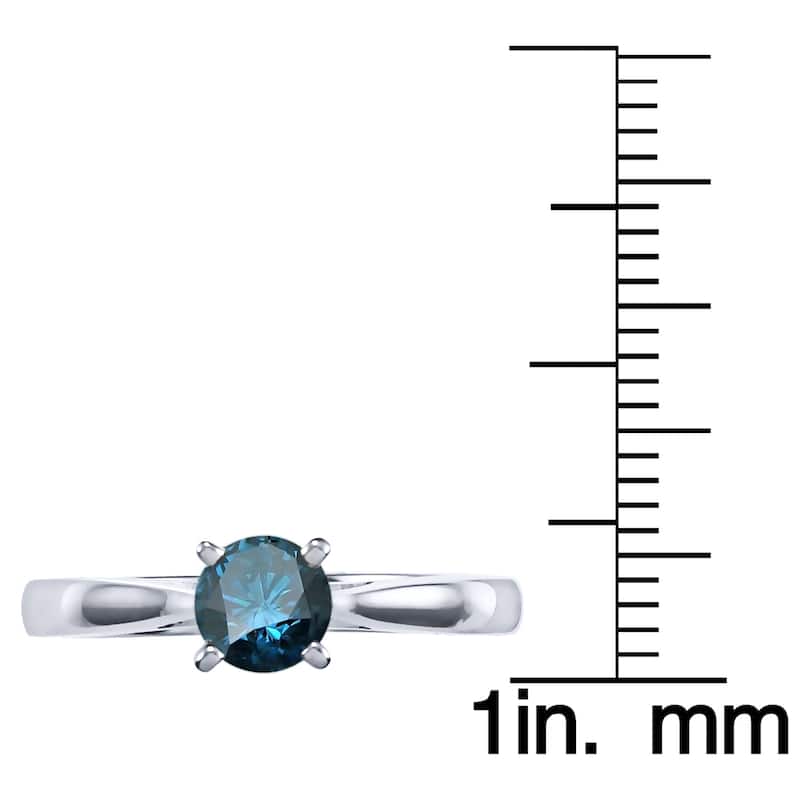 Auriya 14k Gold 1/2ctw Solitaire Blue Diamond Engagement Ring (I1-I2)
