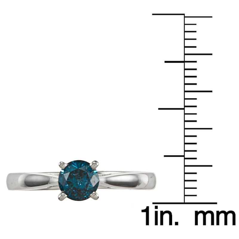 Auriya 14k Gold 1/2ctw Solitaire Blue Diamond Engagement Ring (I1-I2)