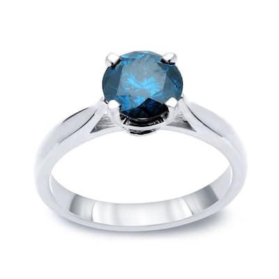 Auriya 14k Gold 1/2ctw Solitaire Blue Diamond Engagement Ring (I1-I2)