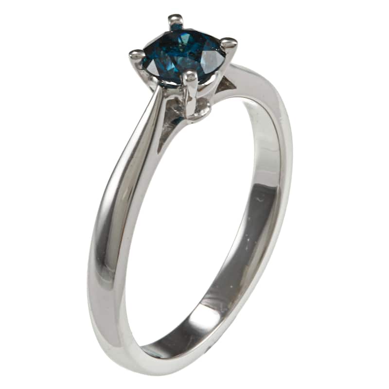 Auriya 14k Gold 1/2ctw Solitaire Blue Diamond Engagement Ring (I1-I2)