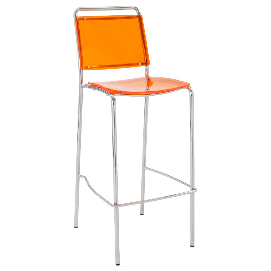 Stefie 30-inch Orange/ Chrome Bar Stool (Set of 2)