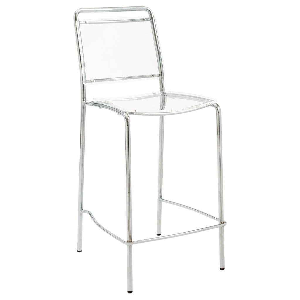 Stefie 25.5-inch Clear/ Chrome Bar Stool (Set of 2)