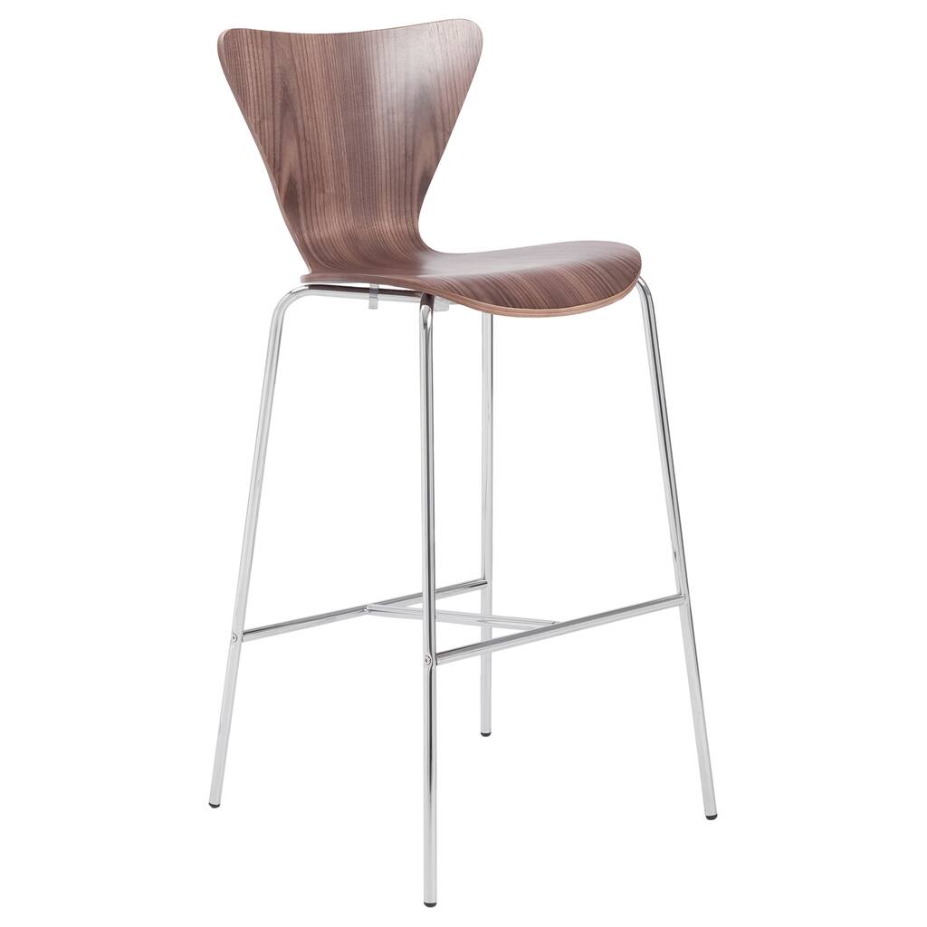 Tendy 30-inch Walnut/ Chrome Bar Stool (Set of 2)