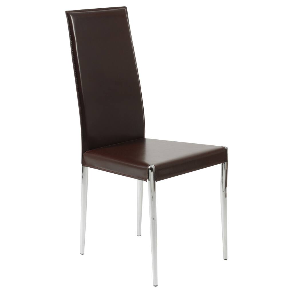 Rosina Chrome-Steel Base Leather Chair (Set of Four)