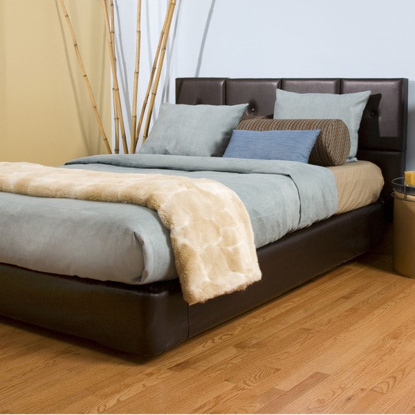 Queen-size Brown Faux Leather Tile Bed