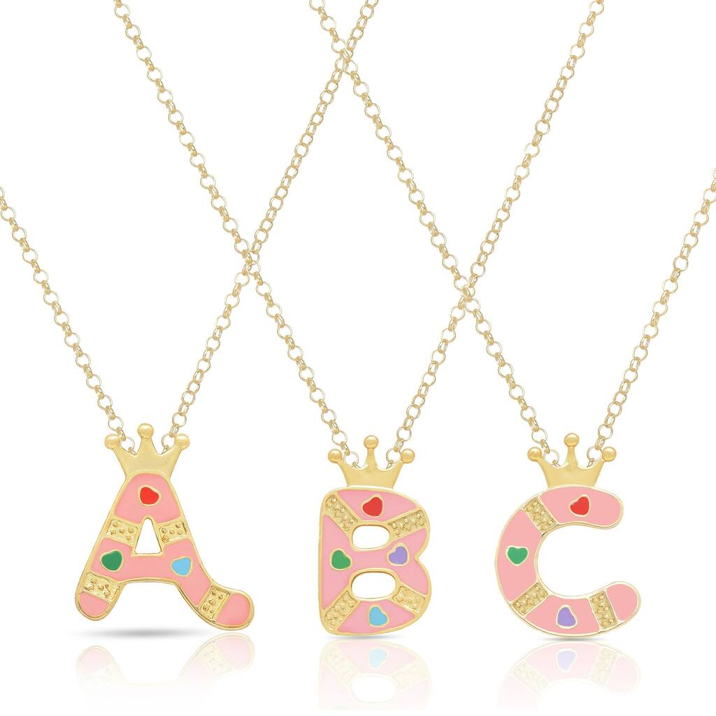 Molly and Emma Gold Overlay Enamel Heart A to Z Initial Pendant