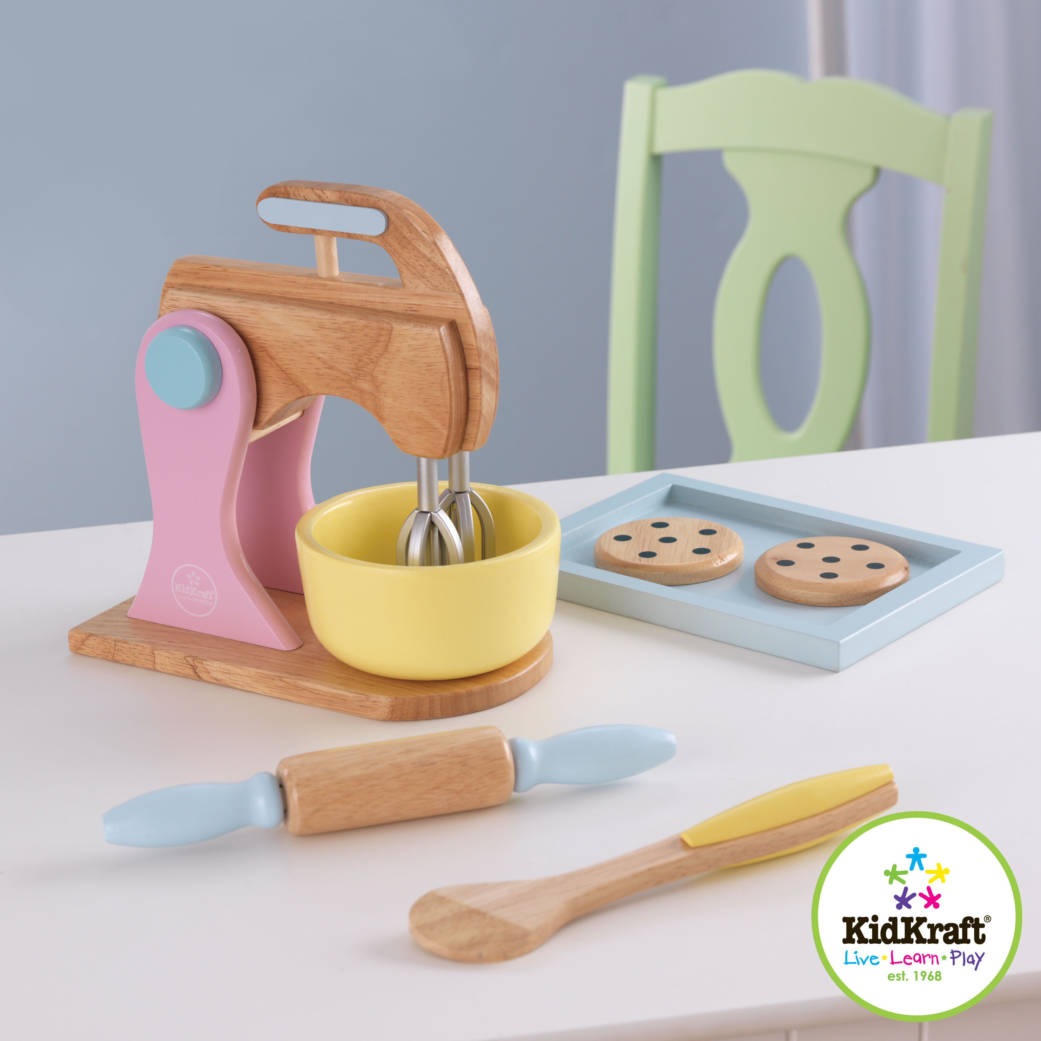  Wooden Toy Bake-Cookie Mixer Set(14 pcs)- play kitchen  accessories Interactive Early Learning Toy, Exclusive Egg, Rolling Pin and  Cookie Set - Fun and Colorful for Girls and Boys : Toys 
