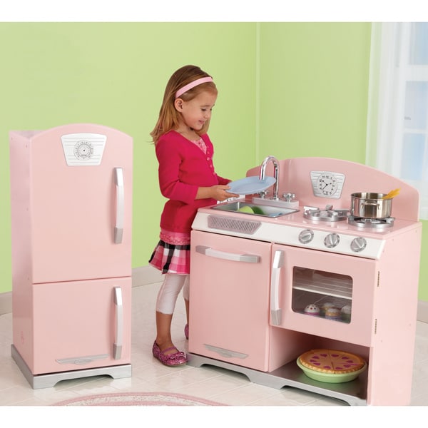 kidkraft pink retro kitchen & refrigerator