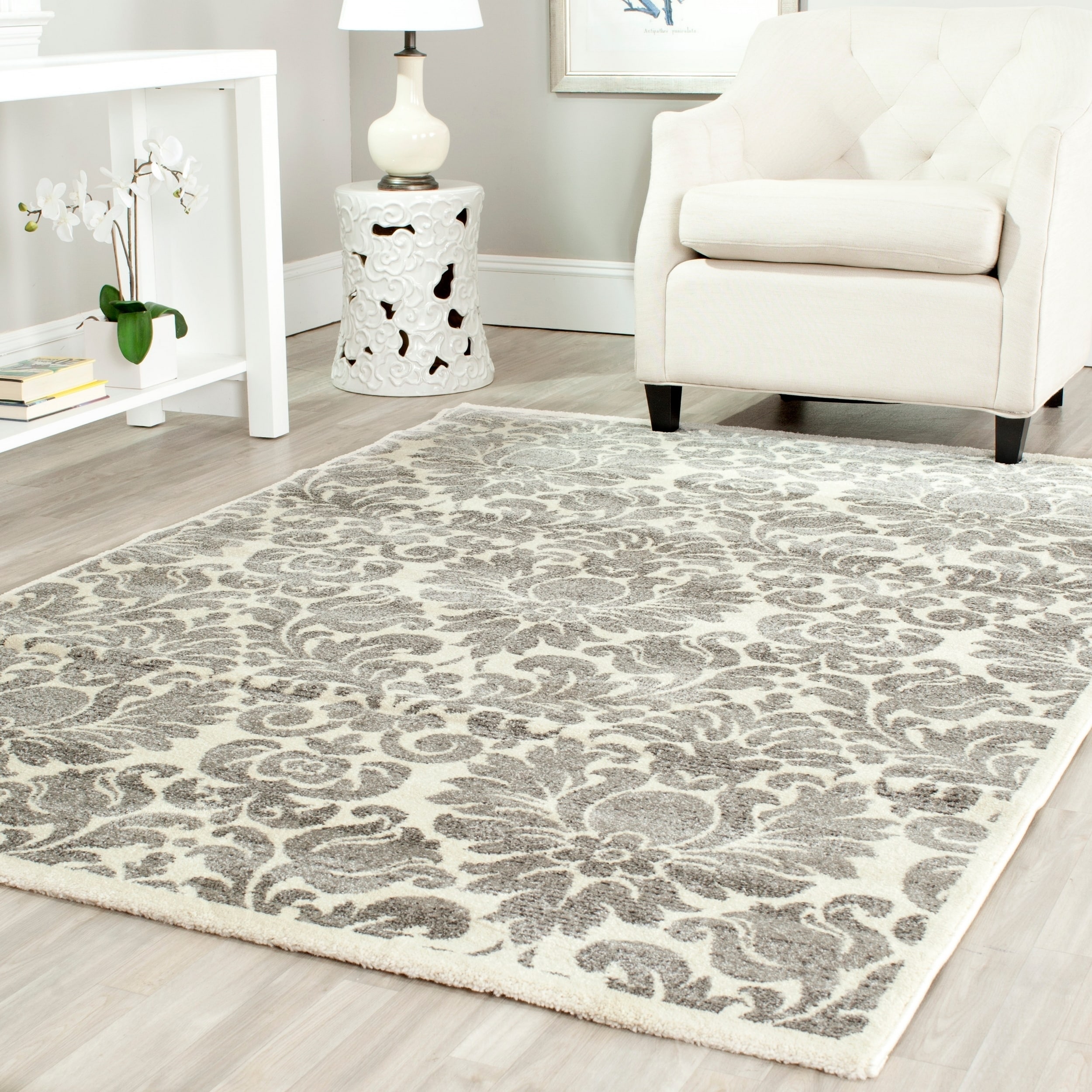 Porcello Damask Ivory/ Grey Rug (4 X 5 7)