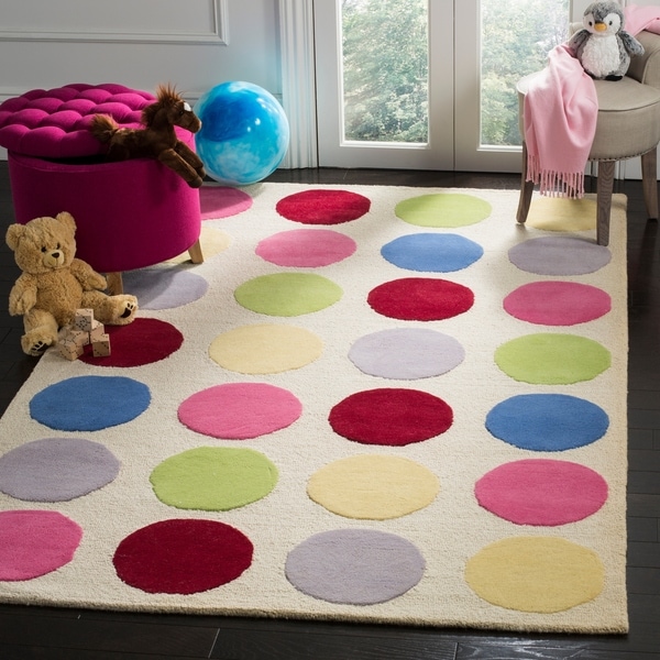 Safavieh Handmade Children's Pokka Dots Ivory Wool Rug - 9' x 12'