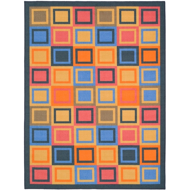 Metropolis Blocks Blue Rug (47 X 66)