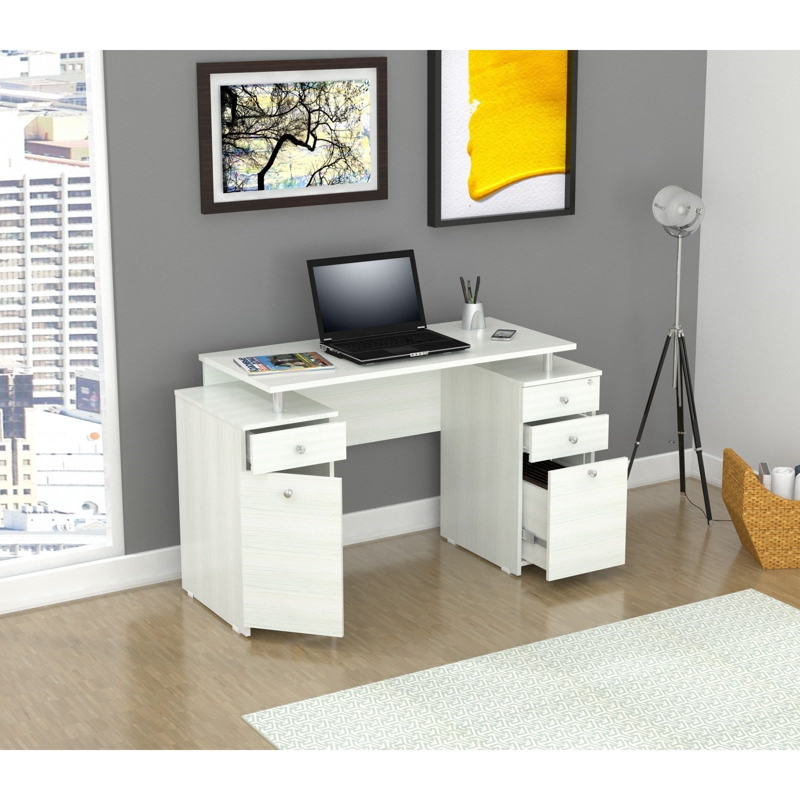 Shop Inval Laricina White Modern Straight Computer Writing Desk with