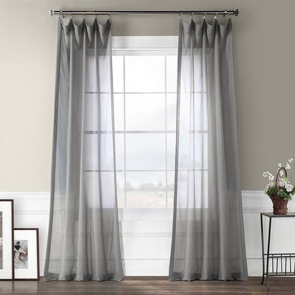 Shop Exclusive Fabrics Nickel Faux Linen Sheer Curtain Panel