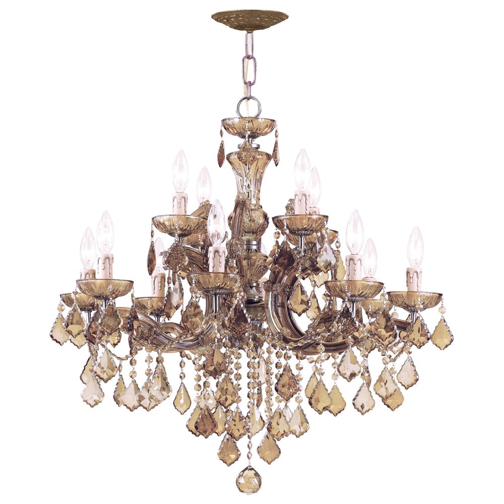 Crystorama Maria Theresa Collection 12-light Antique Brass Chandelier - Chandeliers For Bedrooms by Overstock.com