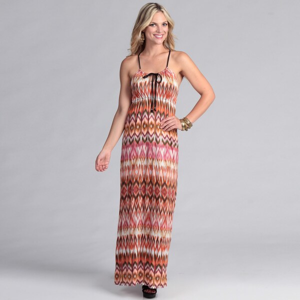 Institute Liberal Womens Beaded Strap Jersey Maxi Dress with Tribal