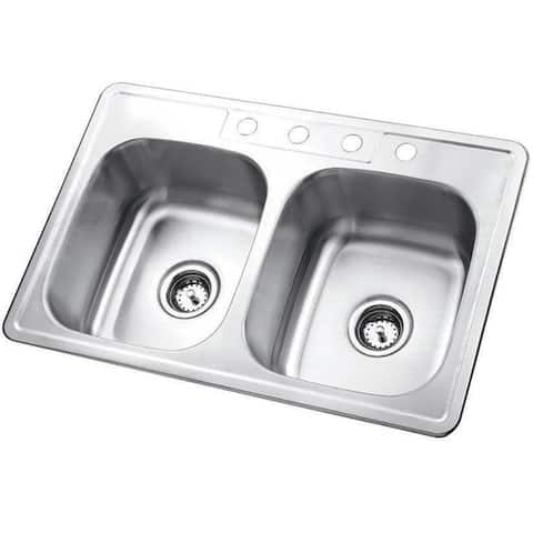 Self-Rimming Double-Bowl Topmount Kitchen Sink
