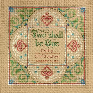Two As One Wedding Record Counted Cross Stitch Kit 10"X10" 14 Count Dimensions Cross Stitch Kits
