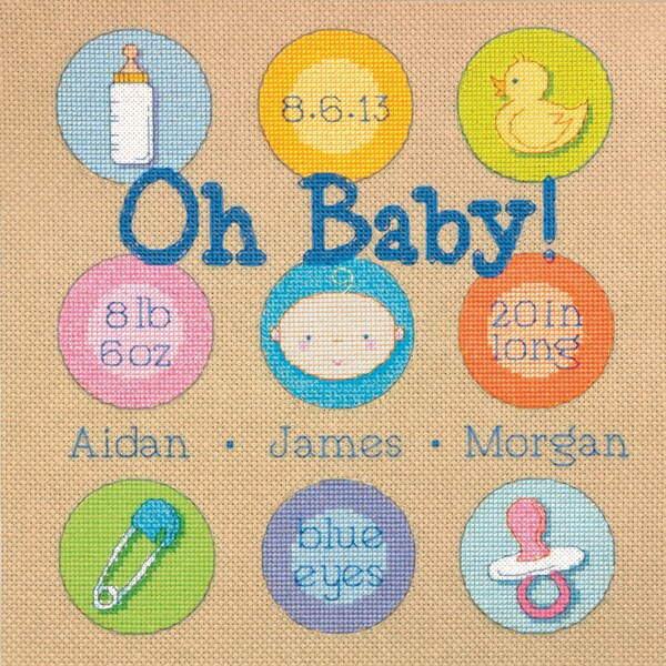 Shop Baby Dots Birth Record Counted Cross Stitch Kit10"X10" 14 Count